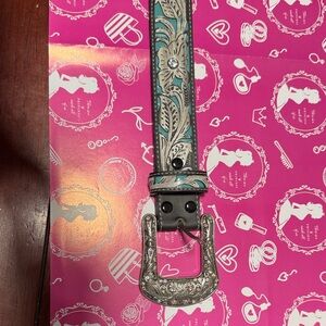 Silver and Turquoise Floral Belt